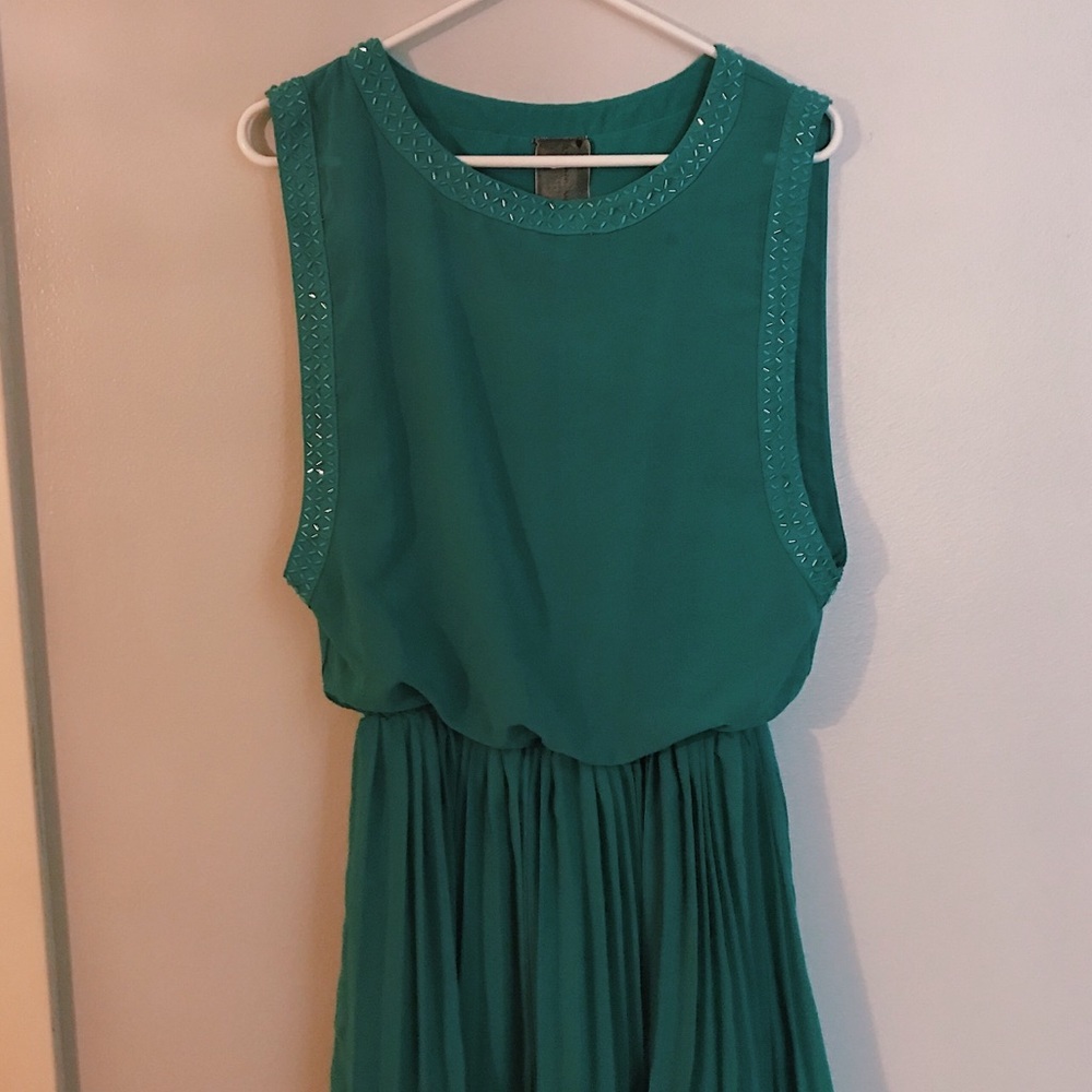 Francesca’s Blouson Teal Beaded Dress